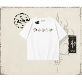 Kadın Sea Shells Oversize Unisex Tişört Beyaz