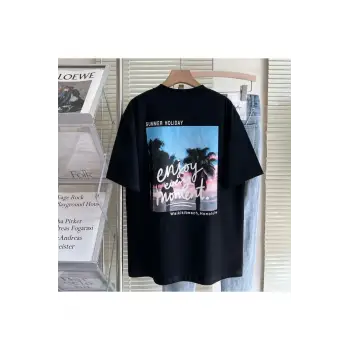 Kadın Siyah Enjoy Every Moment Baskılı Oversize Bisiklet Yaka Tshirt