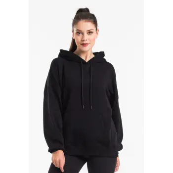 Kadın Siyah Kapüşonlu Sweatshirt Cy84194