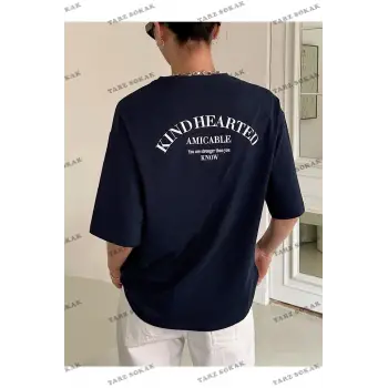 Kadın Siyah Kind Hearted Baskılı Oversize
