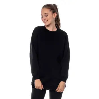 Kadın Siyah Renk Uzun Kesim Basic Örme Sweatshirt