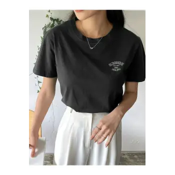Kadın Siyah Sunshine Baskılı Oversize Tişört