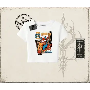 Kadın Spider Cat Kadın Baby Tee Beyaz