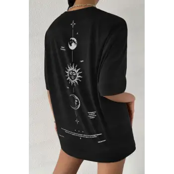 Kadın The Moon Siyah Bisiklet Yaka Oversize Salas