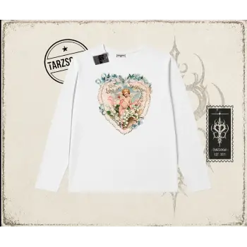 Kadın with Love and Devotion Biskilet Yaka  Long Sleeve Beyaz