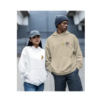 Kaliteli çift sevgili kombini tom ve jerry unisex kapşonlu