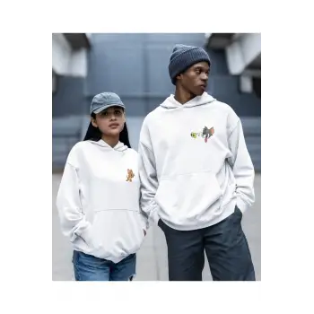 Kaliteli çift sevgili kombini tom ve jerry unisex kapşonlu