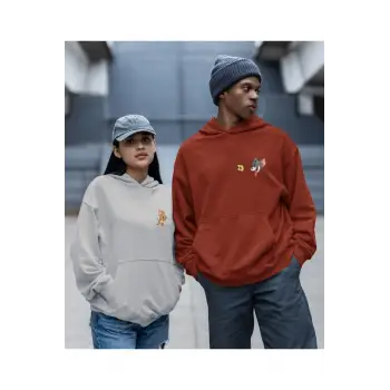 Kaliteli çift sevgili kombini tom ve jerry unisex kapşonlu