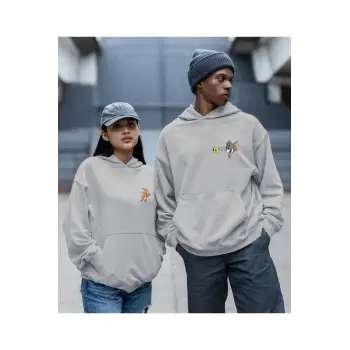 Kaliteli çift sevgili kombini tom ve jerry unisex kapşonlu
