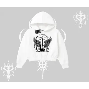 Kapşonlu Crop Sweatshirt Born to Rock Eternal Flame Legacy