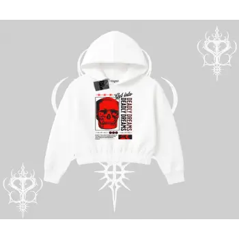 Kapşonlu Crop Sweatshirt Deadly Dreams Skull Redcore Street Manifest