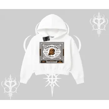 Kapşonlu Crop Sweatshirt Fossilized Skull Underground Archive