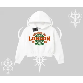 Kapşonlu Crop Sweatshirt London Denim 1985