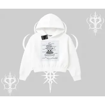 Kapşonlu Crop Sweatshirt Noodle Theory Hand Drawn Concept