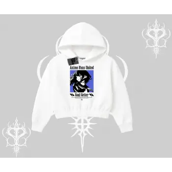 Kapşonlu Crop Sweatshirt Oversize Anime Kız Baskılı