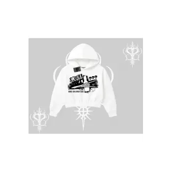 Kapşonlu Crop Sweatshirt Skull Impact Bone Chilling Street Icon