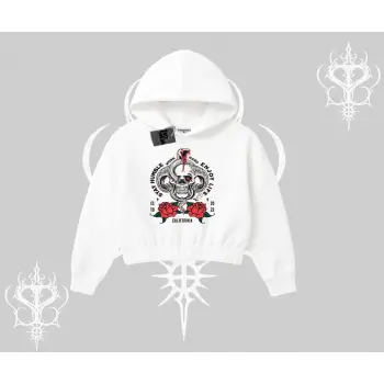 Kapşonlu Crop Sweatshirt Stay Humble Work Hard Enjoy Life