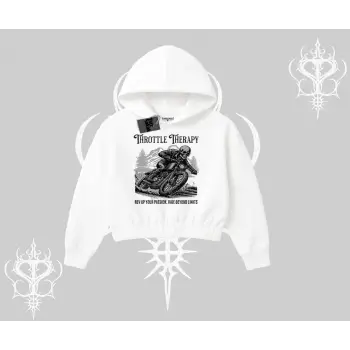 Kapşonlu Crop Sweatshirt Throttle Therapy No Brakes Just Freedom