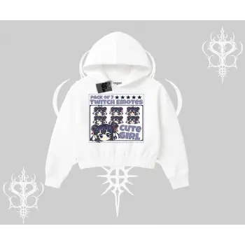 Kapşonlu Crop Sweatshirt Twitch Emotes Cute Girl Anime Expression