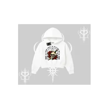 Kapşonlu Crop Sweatshirt Your Love Is Killing Me Dead Romance