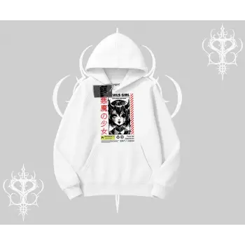 Kapşonlu Sweatshirt Anime Devils Girl Japanese Style Baskılı