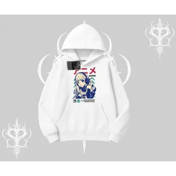 Kapşonlu Sweatshirt Anime Kız Desenli Japon Tarzı
