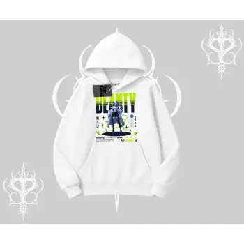 Kapşonlu Sweatshirt Anime Unity Neon Detaylı Grafik Baskılı