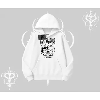 Kapşonlu Sweatshirt Best Friends Forever Baskılı Sevimli Tasarım
