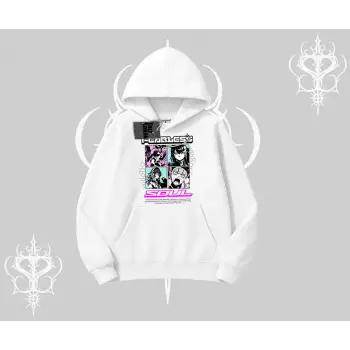 Kapşonlu Sweatshirt Fearless Soul Anime Kolaj Baskılı