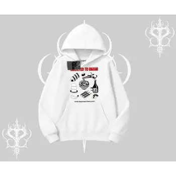 Kapşonlu Sweatshirt Japon Mutfağı Umami Temalı Baskılı