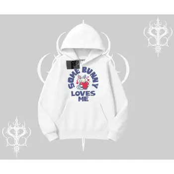 Kapşonlu Sweatshirt Sevimli Tavşan Some Bunny Loves Me Baskılı