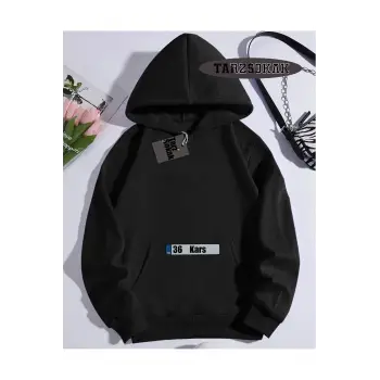 Kapşonlu Sweatshirt Siyah 36 Kars Özel Tasarım Plaka Detaylı