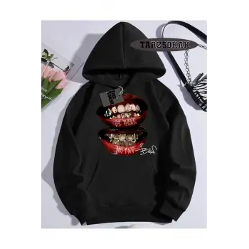 Kapşonlu Sweatshirt Siyah Grillz Tee Özel Tasarım
