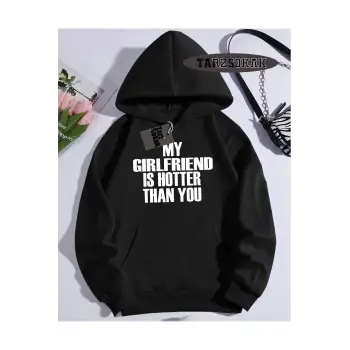 Kapşonlu Sweatshirt Siyah My Girlfriend Özel Tasarım