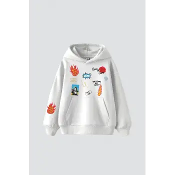 Karma Cult Baskılı Oversize Unisex Premium Beyaz