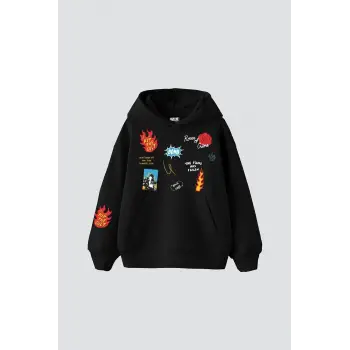 Karma Cult Baskılı Oversize Unisex Premium Siyah