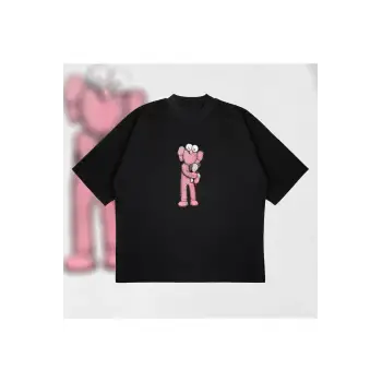 Kaws Bff Pink Boxy Fit Oversize Unisex Tshirt – Baskılı Tişört |