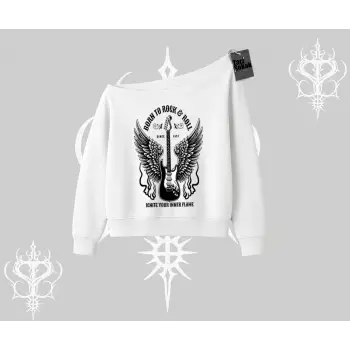 Kayık Yaka Sweatshirt Born to Rock Eternal Flame Legacy