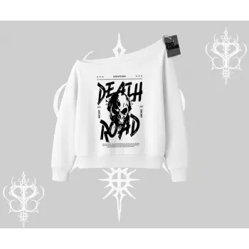 Kayık Yaka Sweatshirt Death Road Memento Mori Street Manifest