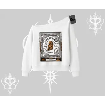 Kayık Yaka Sweatshirt Fossilized Skull Underground Archive