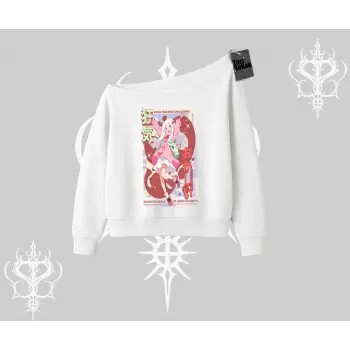 Kayık Yaka Sweatshirt Madness Unleashed Anime Girl Baskılı