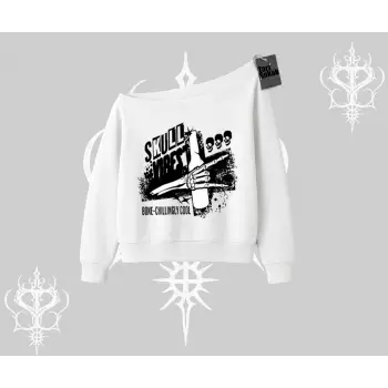 Kayık Yaka Sweatshirt Skull Impact Bone Chilling Street Icon