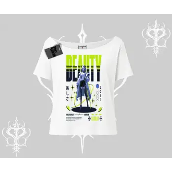 Kayık Yaka Tshirt Anime Unity Neon Detaylı Grafik Baskılı