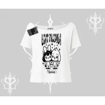 Kayık Yaka Tshirt Best Friends Forever Baskılı Sevimli Tasarım