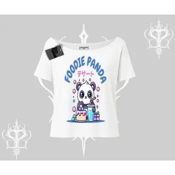 Kayık Yaka Tshirt Foodie Panda Tatlı ve Sevimli Panda Baskılı