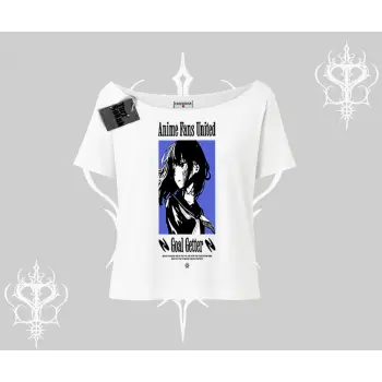 Kayık Yaka Tshirt Oversize Anime Kız Baskılı