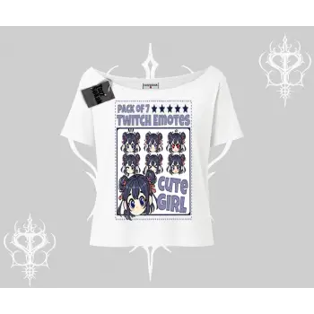 Kayık Yaka Tshirt Twitch Emotes Cute Girl Anime Expression