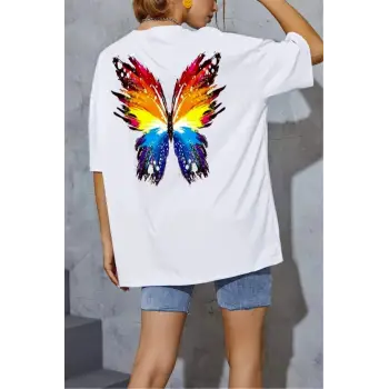 Kelebek Baskı Oversize T-shirt