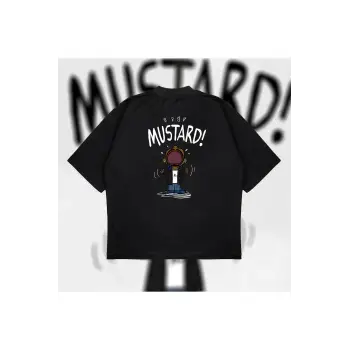 Kendrick Lamar Mustard Oversize Unisex Pamuklu Nefes Alan Kalın Kumaşlı