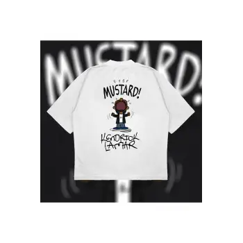 Kendrick Lamar Mustard Oversize Unisex Pamuklu Nefes Alan Kalın Kumaşlı